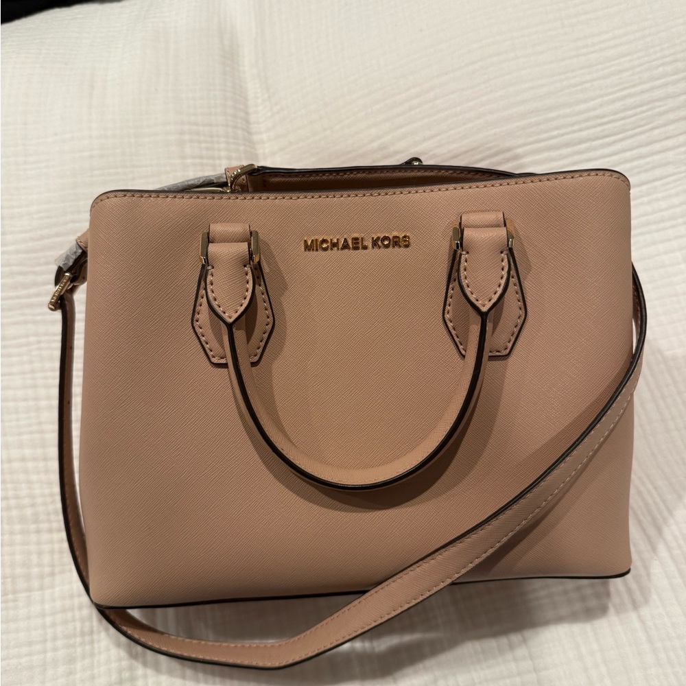 Michael Kors Tan Satchel with Structured Design